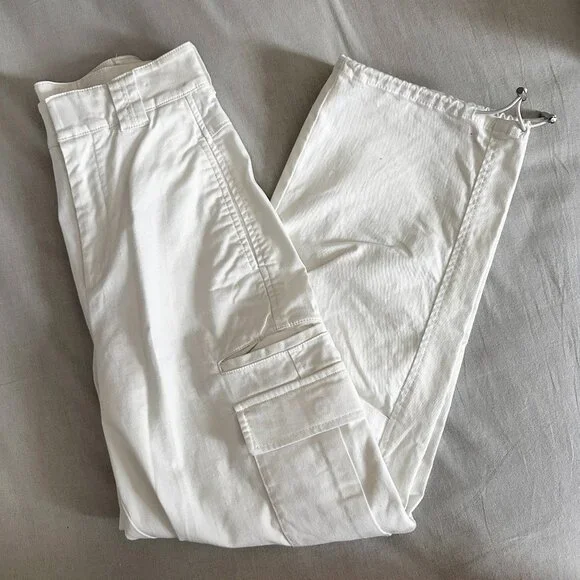 Babaton White High-rise Cargo Jeans, Size 00 - Picture 1 of 6